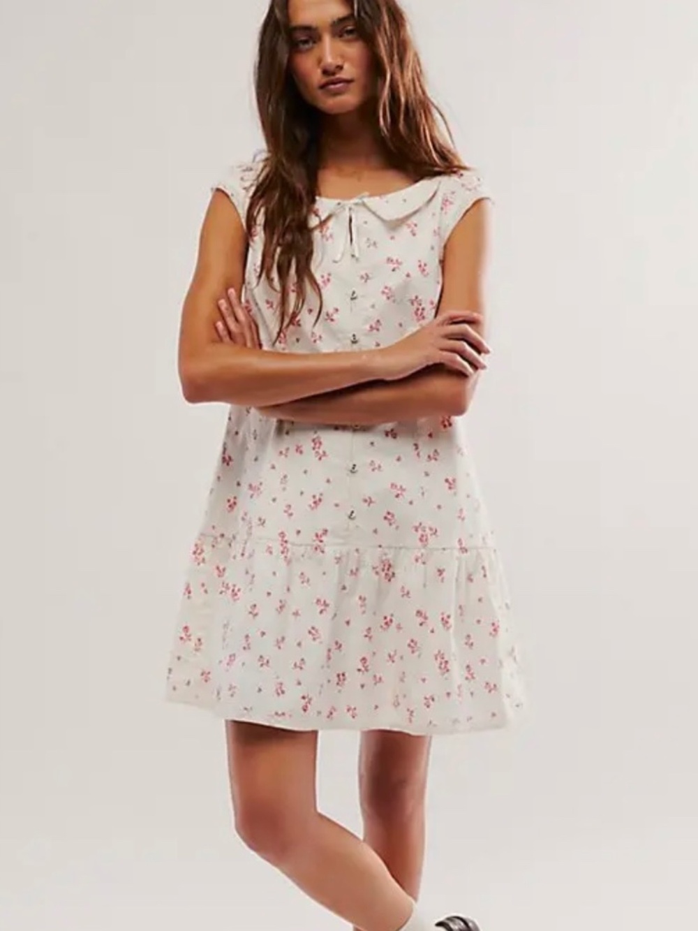 NWT $148 Free People Beasley Mini Dress Ivory Combo Size M